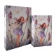 SIGNES GRIMALT Set 2 Boites livres en bois MDF et polyester, Motif Brin de fleur et fées 2 modèles, hauteur 27 cm (Grande)