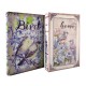 SIGNES GRIMALT Set 2 Boites livres en bois MDF et polyester, Motif Oiseaux et fleurs bleues, hauteur 17 cm