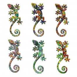 SIGNES GRIMALT Set 6 lézards salamandres murales, Motifs floraux, mosaïques et mandalas, Collection Tropik, hauteur 17 cm