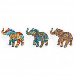 SIGNES GRIMALT Set 3 Figurines éléphants à Poser, Motifs mosaïques colorées, Collection Tropik, Longueur 12 cm