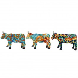 SIGNES GRIMALT Set 3 Figurines taureaux à Poser, Motifs mosaïques colorées, Collection Tropik, Longueur 16 cm