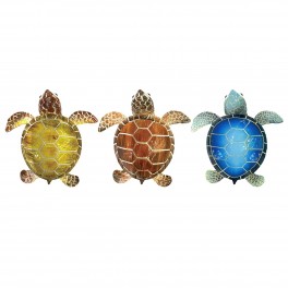 Set 3 Magnets Tortues Marines en résine, Jaune, Marron et Bleu, Longueur 9 cm