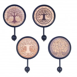 SIGNES GRIMALT Set 4 Patères portemanteaux Arbre de vie stylisé 4 modèles différents, hauteur 17 cm