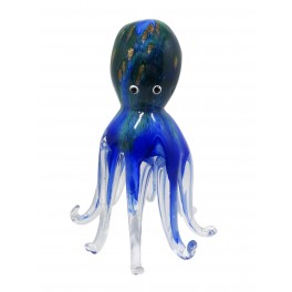 SIGNES GRIMALT Pieuvre Bleue, Presse-Papier et Figurine décorative en Verre Soufflé, Hauteur 17 cm