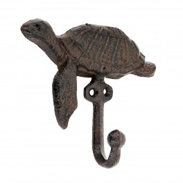 SIGNES GRIMALT Set 2 patères porte-clés Tortues marine en fonte coulée, Marron et Ambré, hauteur 12 cm