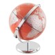 Mappemonde élégante en PVC et métal, socle en métal laiton, Argent et Corail, diamètre 26 cm