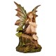 SIGNES GRIMALT Fée Assise sur Tronc d'arbre, végétaux, résine Satin Mat, Collection FANTAISY, Hauteur 16 cm