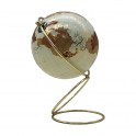 Mappemonde élégante en PVC et métal, finition brillante de qualité, socle design doré, diamètre 21 cm