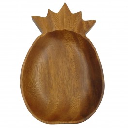 Ananas en Bois d'acacia, Plateau de Service, décoratif ou Vide-Poche, Finition satinée, Longueur 26 cm