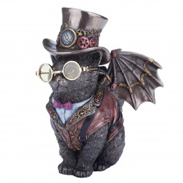 SIGNES GRIMALT Figurine Chat Steam Punk Costume Victorien de Chauve-Souris, Lunettes et Chapeau mécanique, Hauteur 14 cm