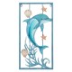 SIGNES GRIMALT Déco murale Dauphin et cadre stylisé en tons bleus, coraux et coquillages, hauteur 61 cm