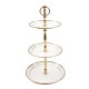 Plateau à Fruits Blanc en métal 3 Niveaux circulaires avec poignée de Transport, 51 x 27 x 27 cm