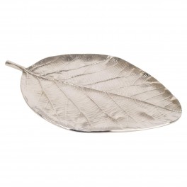 Feuille argentée en Aluminium, Plateau de Service, décoratif ou Vide-Poche, Longueur 46 cm