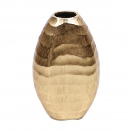 Vasé dorée Ovale en Aluminium, Design Contemporain, Hauteur 21 cm