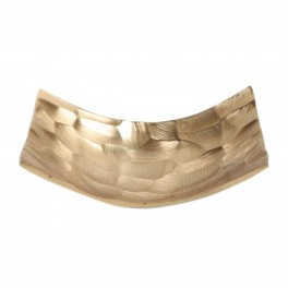 Plateau incurvé et doré en Aluminium, Effet brossé, Plateau de Service, décoratif ou Vide-Poche, Longueur 21 cm
