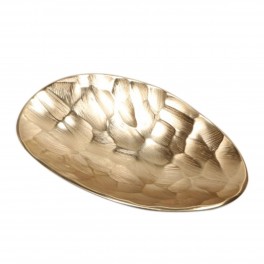 Plateau Ovale doré en Aluminium, Effet brossé, Plateau de Service, décoratif ou Vide-Poche, Longueur 31 cm