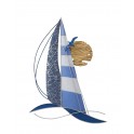 SIGNES GRIMALT Déco murale Régate Voilier stylisé, Blanc, Bleu et Gris, Gamme Océanic, hauteur 81 cm