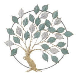 SIGNES GRIMALT Déco murale Arbre et feuillage bleu et gris en métal, Diamètre 73 cm