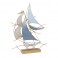 SIGNES GRIMALT Déco 2 voiliers en métal sur socle, Bleu et Gris, hauteur 60 cm