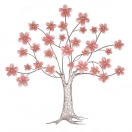 SIGNES GRIMALT Déco murale Arbre de type cerisier en métal, Rose et Gris, Hauteur 80 cm