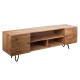 SIGNES GRIMALT Meuble TV en Bois Massif d'acacia, piétement métal Design, 2 Portes, 3 étagères, Longueur 250 cm, Poids 35 kg