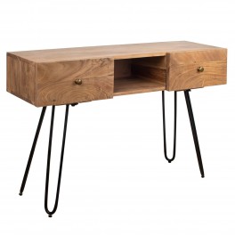 SIGNES GRIMALT Console en Bois Massif d'acacia, Design Vintage Original et piètement métal, 80 x 80 x 46 cm, Poids 40 kg