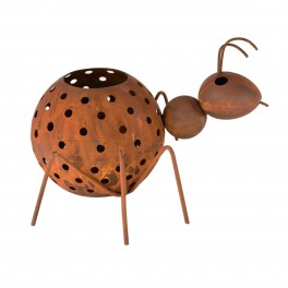 Porte-Bougie Fourmi à Poser Jardin et terrasse, 100% métal et Effet rouillé, 38 x 38 cm