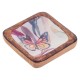 Set 2 Mini Plateaux Bois de manguier et résine, Motif Papillons et végétation Multicolore, Longueur 10 cm