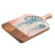 Planche de Service en manguier veiné et résine Lavable, Thème Méduse, Corail et Fonds Marins, Longueur 30 cm