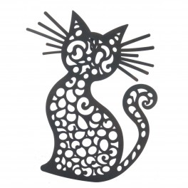 SIGNES GRIMALT Silhouette murale Chat noir de style ludique et romantique, hauteur 30 cm