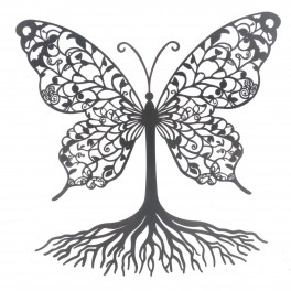 SIGNES GRIMALT Silhouette murale Papillon noir et Arbre de vie de style ludique et romantique, hauteur 50 cm