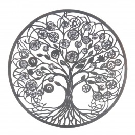 SIGNES GRIMALT Silhouette murale cerclée, Arbre de vie fleuri de style ludique et romantique, Diamètre 60 cm