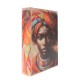 SIGNES GRIMALT Boite livre en bois MDF et polyester, Motif Africaine et couleurs bigarrées, Hauteur 17 cm