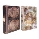 SIGNES GRIMALT Set 2 boites livres en bois MDF et polyester, Motif Cartes de navigation anciennes 2 modèles, Hauteur 17 cm