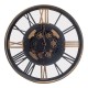 SIGNES GRIMALT Horloge rétro et Industrielle, Engrenages apparents en Mouvement, Noir et Doré, Diamètre 60 cm