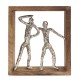 SIGNES GRIMALT Déco murale 2 Personnages en métal, structure design et bois de manguier, hauteur 27 cm