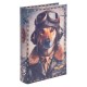 SIGNES GRIMALT Boite livre en bois MDF et polyester, Motif Portrait Chien aviateur vintage, hauteur 17 cm