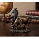 Figurine Corrida Résine : Taureau et Torero, Finition Antic Line, L 18 cm