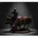 Figurine Corrida Résine : Taureau et Torero, Finition Antic Line, L 18 cm