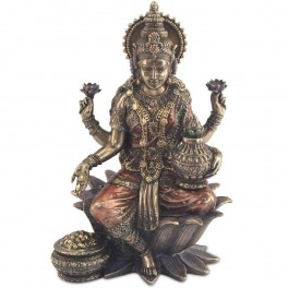 Zen et Ethnique Statuette en polyrésine Lakshmi de Couleur Bronze 18 cm