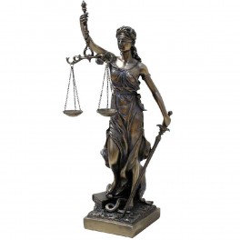 Rétro Statuette en polyrésine Justitia Thémis de Couleur Bronze