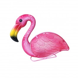Photophore Flamant Rose, Métal et Verre, L 28 cm