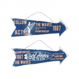 Set 2 Flèches en bois, thème Plage et Sur Rider, L 30 cm