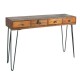 Vidal Regalos Meuble d'appoint Table console en bois et métal Style rustique 4 tiroirs 110 cm