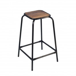 BY SIGRIS - Meuble tabouret style industriel - Fabriqué en bois et métal - Dimensions 66 x 41 x 41 cm