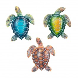 Set 4 magnets Frigo : 4 Tortues Marines Multicolores, H 8 cm