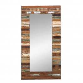Verre Cadeaux Miroir Mural Rectangulaire Cadre Fibres Bois Peinture 140 cm