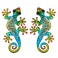 Set 2 Geckos Muraux Verts, Métal et Verre, Modèle EXOTIK, H 30 cm