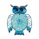Vidal Regalos Décoration murale hibou bleu 19 cm métal et verre