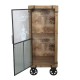 Vidal Regalos Meuble d'appoint haut vitrine avec roues style industriel vintage rétro bois 132 cm